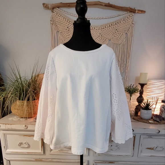#045 ELIANE ROSE WHITE 100% COTTON SWEATER ♥️ 😍 ✨️ 💕 💖 ❤️ - Picture 1 of 5